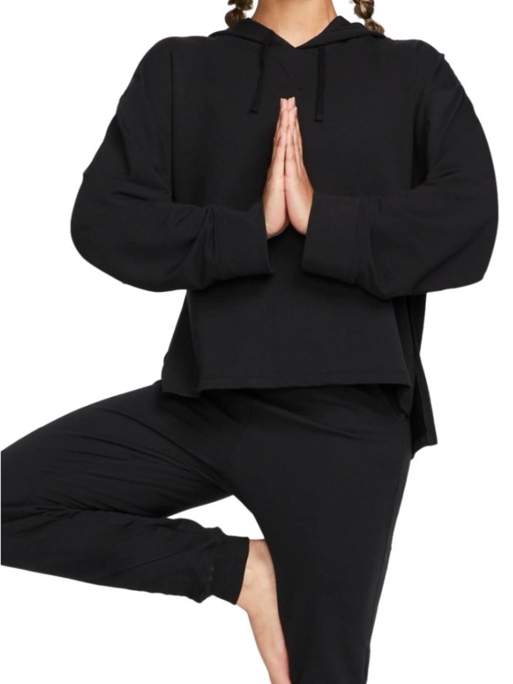 Nike Black Yoga Dri-Fit Cropped Hoodie Womens XL EUC